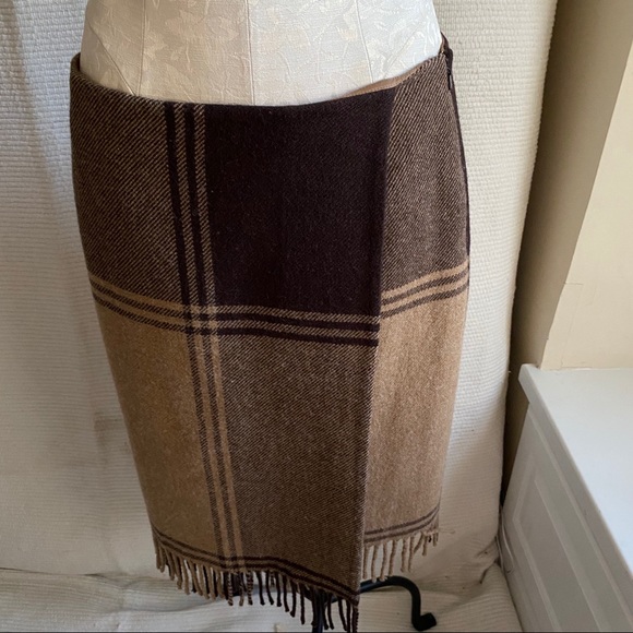 Worth 8/10 Wool Plaid Blanket “Wrap” Skirt Brown - Picture 4 of 8